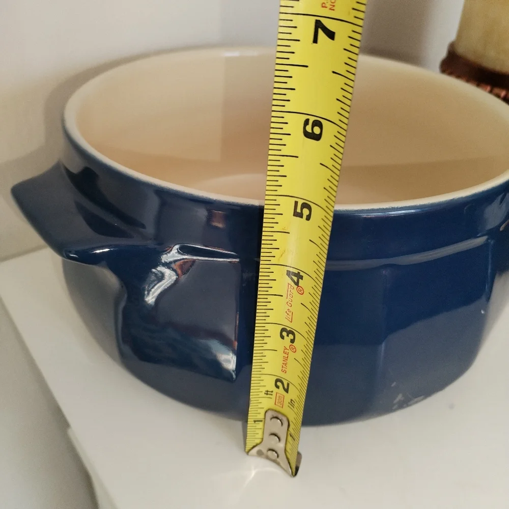 Beautiful Navy Blue Emile Henry Ceramic Covered Casserole 9×5